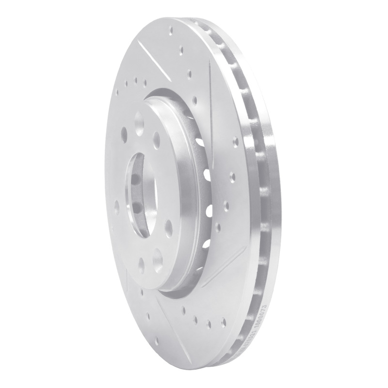 Nissan Sentra Brake Rotor (1) - Front Right - R1 Concepts - Drilled & Slotted - Silver - `20-`25